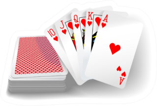 Royal Flush Hearts Five Card Poker Hand Sticker
