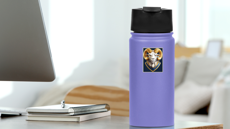 Royal Goat Sticker on a Water Bottle (New) example