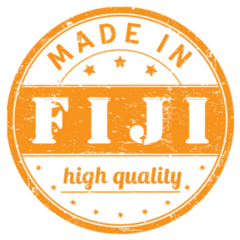 Rubber Stamp Made In Fiji, Best Quality Orange Sticker