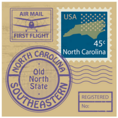 Rubber Stamp Set With Name Of North Carolina Illustration Sticker
