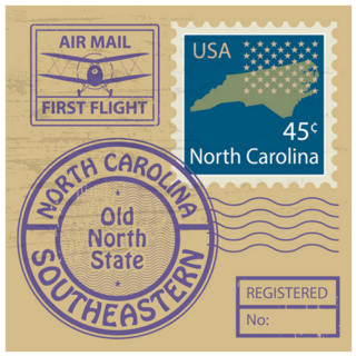 Rubber Stamp Set With Name Of North Carolina Illustration Sticker