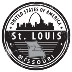 Rubber Stamp With Missouri, St. Louis Sticker