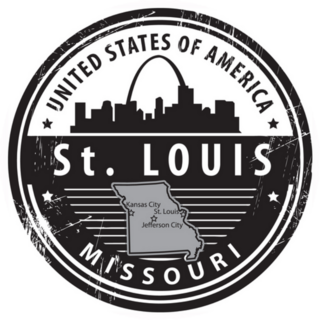 Rubber Stamp With Missouri, St. Louis Sticker