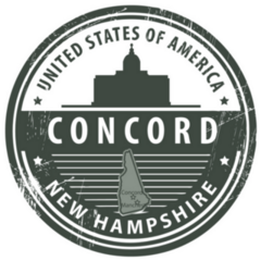 Rubber Stamp With Name Of New Hampshire Sticker