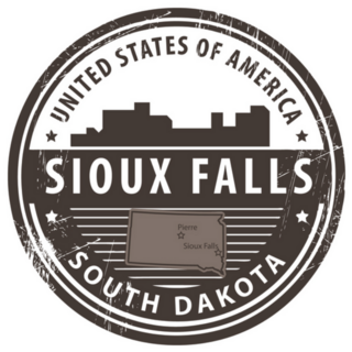 Rubber Stamp With Name Of South Dakota, Sioux Falls Sticker