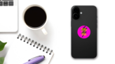 Run For Fun Hand Lettering Bright Illustration Marathon Sticker on a Phone (New) example