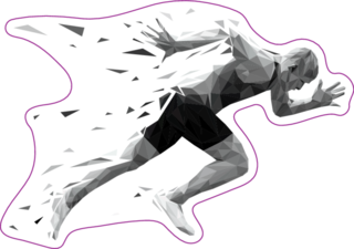 Runner with Polygonal Particles Sticker