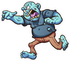 Running And Screaming Cartoon Zombie Sticker
