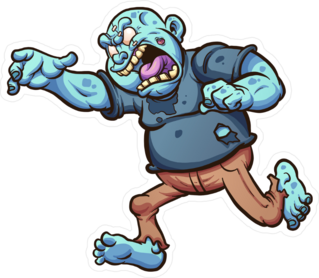 Running And Screaming Cartoon Zombie Sticker