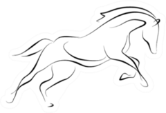 Running Black Line Horse Sticker