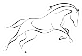 Running Black Line Horse Sticker