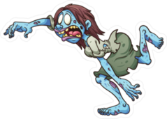 Running Cartoon Zombie Woman Sticker