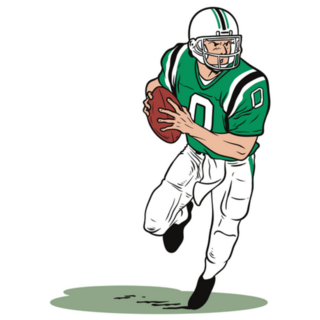Running Football Player Cartoon Sticker