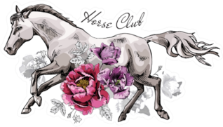 Running Horse And Peony Style Print Sticker