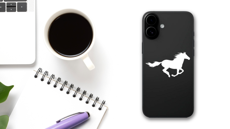 Running Horse Sticker on a Phone (New) example