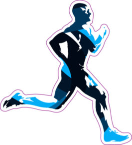Running Man, Abstract Blue Silhouette Sticker