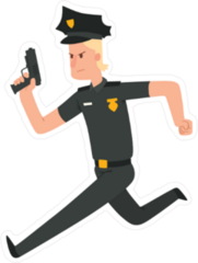 Running Police Officer Sticker