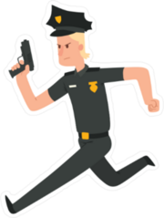 Running Police Officer Sticker