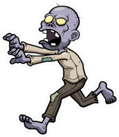 Running Purple Cartoon Zombie Sticker