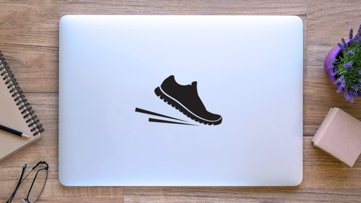 Running Shoes Icon Sticker on a Laptop (New) example