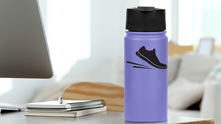 Running Shoes Icon Sticker on a Water Bottle (New) example