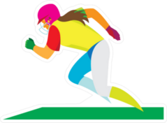 Running Softball Player On The Field Sticker