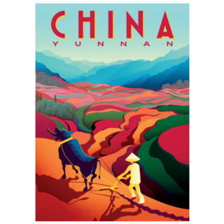 Rural Landscape In Sunny Day Yunnan Province, China Sticker