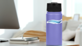 Rushing Water Waves Sticker on a Water Bottle (New) example