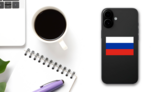 Russia Country Flag Sticker on a Phone (New) example