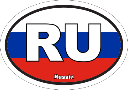 Russia Ru Flag Oval Sticker