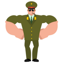 Russian Officer with Strong Arms and Cigar Sticker