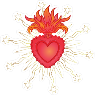 Sacred Heart Of Jesus Burning Bright Sticker