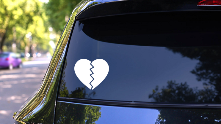 Sad Broken Heart Sticker on a Rear Car Window (New) example