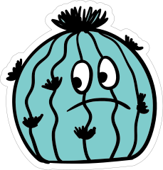 Sad Cactus Cartoon Sticker