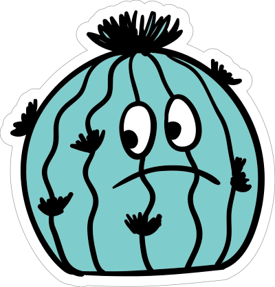 Sad Cactus Cartoon Sticker