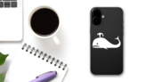 Sad Whale Frowning Sticker on a Phone (New) example