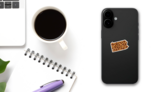 Safari Leopard Print State Map Of Pennsylvania Sticker on a Phone (New) example