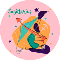 Sagittarius A Girl In A Modern Style With Colored Spots Sticker 