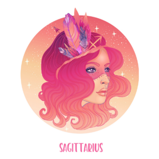 Sagittarius Astrological Sign As A Beautiful Girl Pink Sticker 