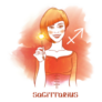 Sagittarius Astrological Sign. Beautiful Red Haired Girl Sticker 