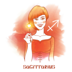Sagittarius Astrological Sign. Beautiful Red Haired Girl Sticker 