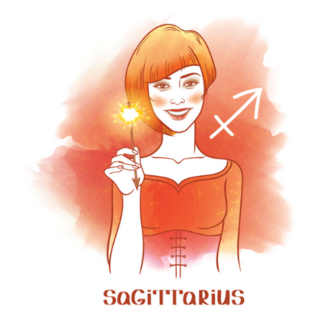 Sagittarius Astrological Sign. Beautiful Red Haired Girl Sticker 