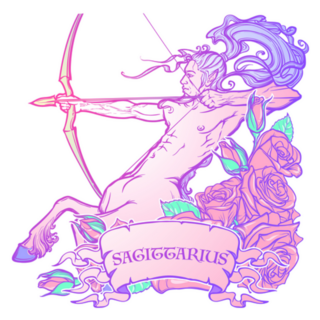 Sagittarius Decorative Frame Of Roses Sticker