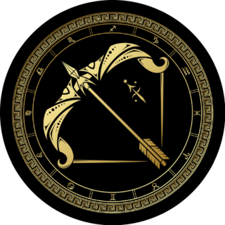 Sagittarius Gold  Circle On A Black Sticker 