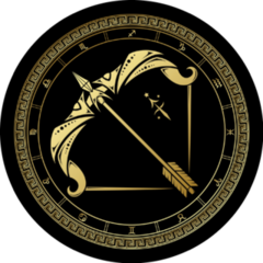 Sagittarius Gold  Circle On A Black Sticker 