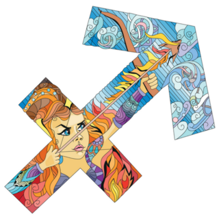 Sagittarius Zodiac Sign Detailed Illustration Sticker