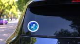 Sagittarius Zodiac Sign On Watercolor Background Sticker  on a Rear Car Window (New) example