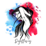 Sagittarius. Zodiac Signs Girl Red And Blue Sticker 