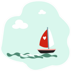Sailboat With Heart On Sail Sticker