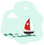 Sailboat With Heart On Sail Sticker